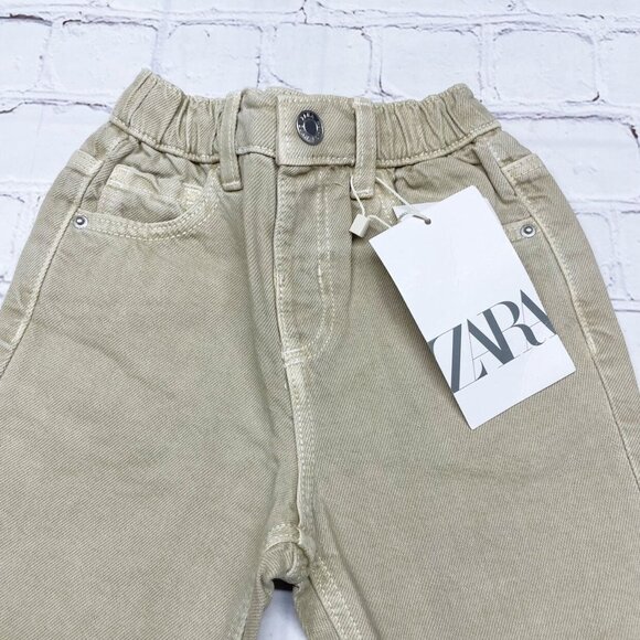 NWT Zara Straight Leg Jeans 12-18 mos Tan Cotton Denim - Picture 3 of 9